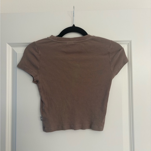 TNA Brown Ribbed Crop Top - Picture 3 of 3